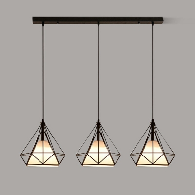 Diamond Form Pendant Industrial Living Room 9.5 Inchs Height Iron Cage Hanging Lamp