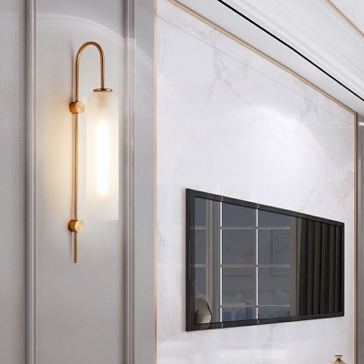 Living Room Wall Lighting Nordic Modern Single Light 27.5 Inchs HeightWall Light Ideas with Glass Shade