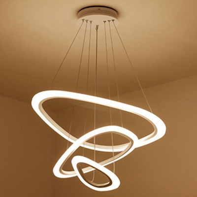 Modern Acrylic Multilayer Chandelier Ring Round Hanging Lamp Bedroom Pendant Lighting