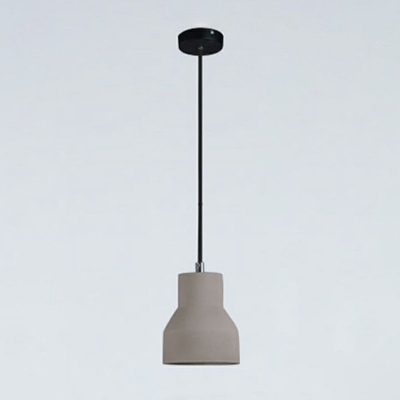 Nordic Style 1 Head Lid-Shaped Cement Chandelier Hanging Pendant in Grey for Dinning Room