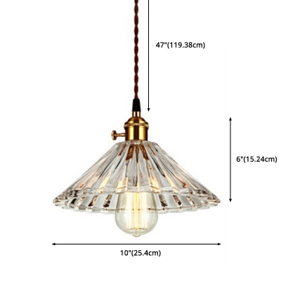 Single Head Crystal Glass Pendant Lamp with Bronze Lamp Holder Umbrella Shape Hanging for Living Room