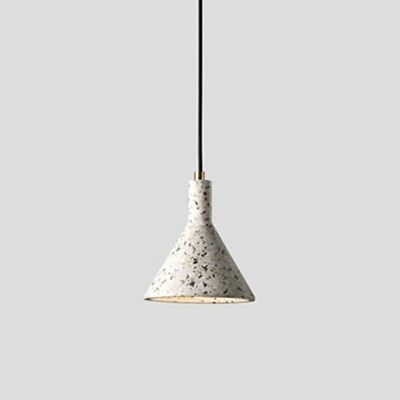 White Contemporary LED Pendant Light Stone Shade Single Light for Bedroom with 71 Inchs Height Adjustable Cord