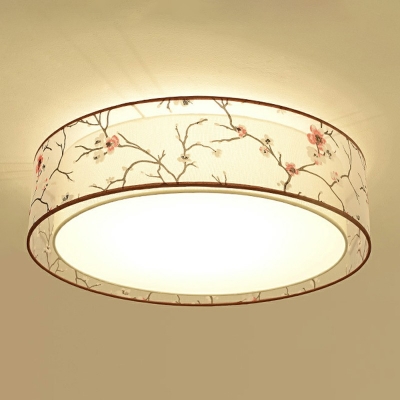 3-Light Traditional Style Drum Ceiling Lamp White Semi Flush Mount Ceiling Light for Living Room