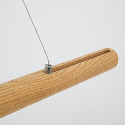 Beige Modern Wooden Pendant Light Tube Ceiling Fixture 2