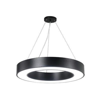 Black Circle Ceiling Lamp Novelty Modern in White Light LED Acrylic Suspension Pendant Light