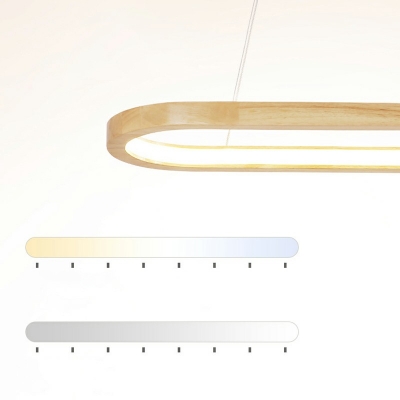 Contemporary Island Fixture Linear Wooden Shade 31.5 Inchs Height LED Light Acrylic Ceiling Mount Billiard Pendant for Living Room