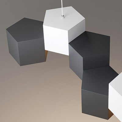 Cube Shade Island Light Minimalist Living Room Metal LED 6-Head Island Fixture in 3 Colors Light