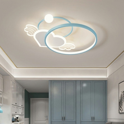 Loving Heart LED Flush Mount Light 22.5 Inchs Length Minimalist Romantic Acrylic Ceiling Lamp for Bedroom