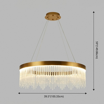 Modern Living Room Crystal Gold 1 /2/3 Tiers Chandelier Round Shape with Crystal Draping