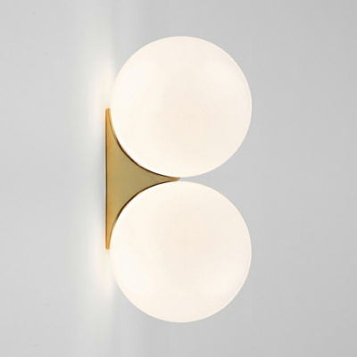 Modern Sconces 6 Inchs Wide Metal Fashion Simple Wall Mount Light in White Glass Ball Shade for Bedroom