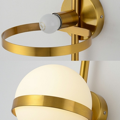 Postmodern Removable Glass Lampshade Wall Lamp 1 Light Round Wall Mounted Lights for Bedroom