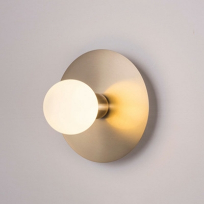 Postmodern Wall Mount Light Single Light 8.5 Inchs Wide Round Disc Metal Sconce Light for Bedroom in Gold