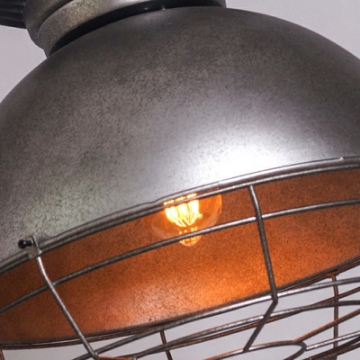 Retro Hanging Light with Iron Wire Cage Shade Industrial Style 1 Bulb Lighting Fixture in Grey for Corridor Aisle