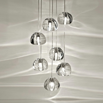 Rock Shaped Clear Crystal Suspension Lamp Simplicity LED 59 Inchs Height Multi Pendant Light Fixture