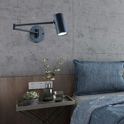 Single Light Postmodern Sconce Light 9.5 Inchs Wide Fixture Simple Swing Arm Indoor Wall Lighting