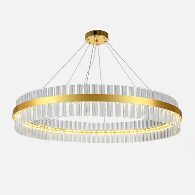 Ultra Modern LED Crystal Ring Pendant LED Ambient 3 Colors Light LED Chandelier in Brass