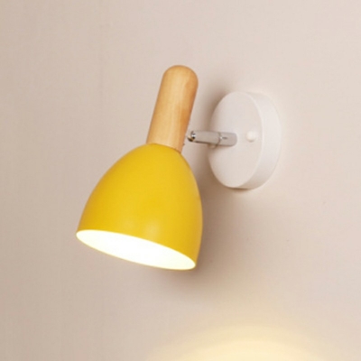 1 Light Dome Wall Light Simple Style Metal Rotatable 8 Inchs Height Sconce Light with Macaron Color for Bedroom