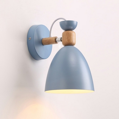 1 Light Wrought Iron Wall Sconces Macaron Cone-Shaped Wall Mounted Lights for Kids Bedroom