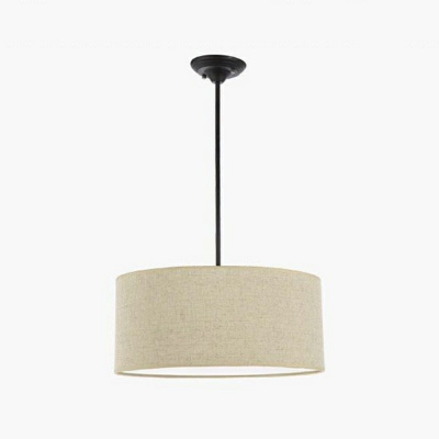 Drum Fabric Pendant Lighting Macaron Suspension Light for Dining Room with 39 Inchs Height Adjustable Cord