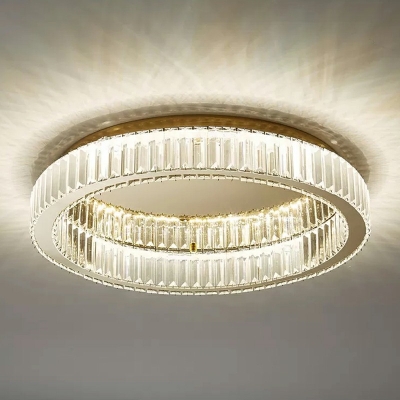 LED Modern Gold Flush Mount Crystal Round Flush Mount Lamp for Living Room
