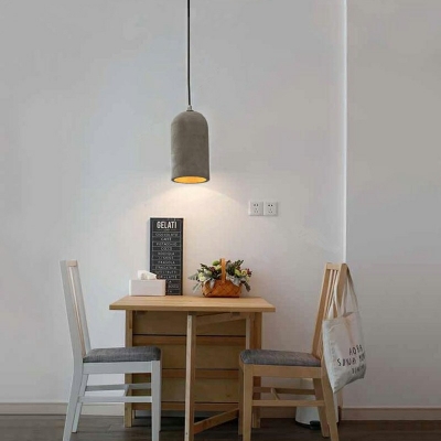 Modern Minimalist Hanging Lamp Single Head Terrazzo Cylindrical LED Mini Lighting Pendant in Grey