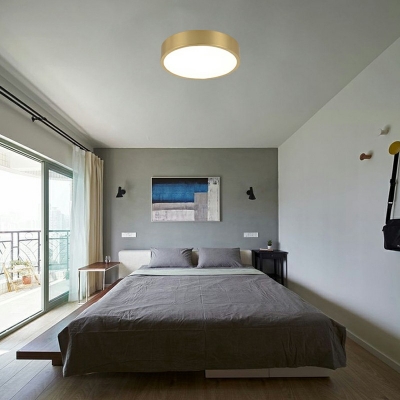 Modern Simplicity Metal Ceiling Light with Acrylic Diffuser Golden Disk LED Flush Mount Lamp
