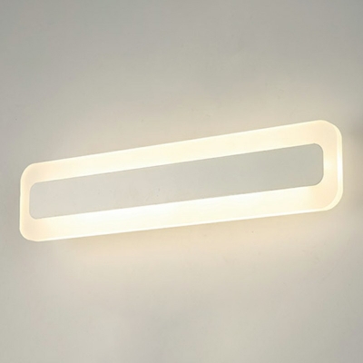 Rectangle Acrylic Shade Mirror Front Lamp Modern Simplicity White Metal LED 1-Light Wall Lamp