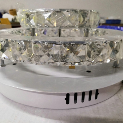 Ring Clear Crystal Flush Mount 2 Tiers Contemporary Chrome Finish LED Close to Ceiling Light Fixture