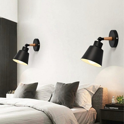 Single-Light Macaron Colour Nordic Cone Iron Wall Sconce for Bedroom