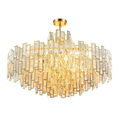 Tiered Pendant Chandelier Contemporary Crystal 18 Inchs Height Gold Ceiling Suspension Lamp