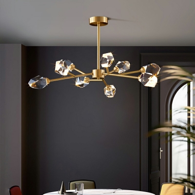 Tree Branch Hanging Lamp Postmodern Crystal Living Room Chandelier Light in Gold