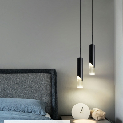 Tube Suspended Light Ceiling Plate Modern Style 2.5 Inchs Wide Hanging Light for Bedroom