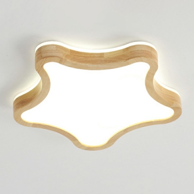 Wooden Cartoon Modern Flush Light Acrylic LED Ceiling Light 2.5 Inchs Height for Nursing Room Corridor