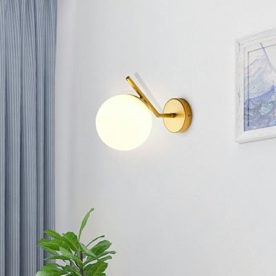 Ball Glass Sconce Light Fixture 6 Inchs Wide Metal Arm Wall Sconce Light for Study Room
