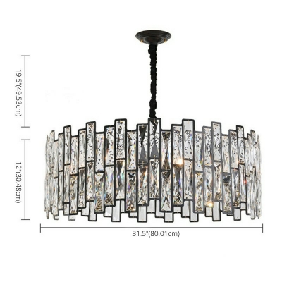 Clear Crystal Ceiling Chandelier Fixture Modern Black Crystal Prism Pendant Lamp