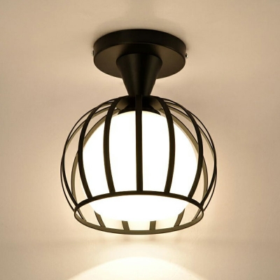 Contemporary Ceiling Light Metal Ceiling Mount with 1 Light Glass Globe Shade Semi Flush for Hallway