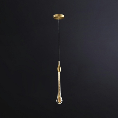 Crystal Single Light Pendant Lamp in Post Modern Style Suspension Light in Brass for Bedroom