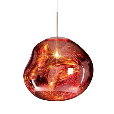 Gold Cord Pendant Lamp Post Modern Glass 1 Light Accent Suspended Lamp for Living Room