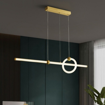Linear and Ring Simplicity LED Island Light 8 Inchs Height Modern Dining Room Gold Acrylic Shade Island Pendant