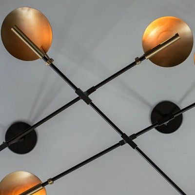 Modern Black-Gold LED Chandelier 8 Bulbs Indoor Large LED Chandelier with Metal Shade for Living Room Restaurant