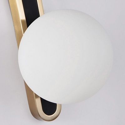 Modern Ellipse Siding Wall Light Fixture 1 Light 6 Inchs Wide Wall Sconce Lighting with Ball Glass Shade for Bedroom