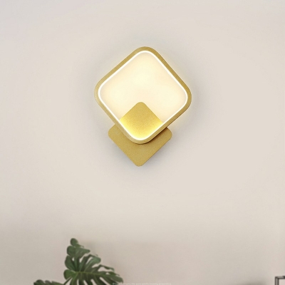 Modern Minimalism Style Square Rounded Corners Shape Aluminum Alloy Wall Sconce for Bedroom