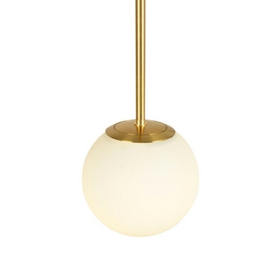 Postmodern Pendant Hanging Light Golden Single Light Ball Hanging Lamp with White Glass Shade