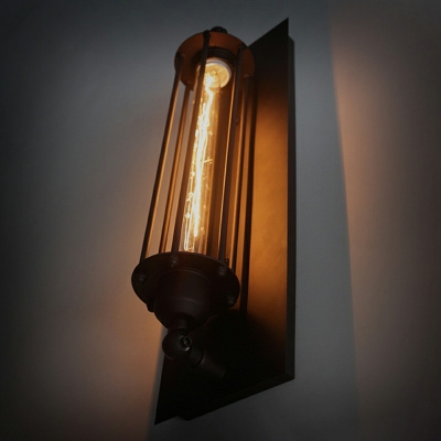 Retro Loft Pipe Steam LED Wall Sconce in Black 18.5 Inchs Height with Wire Cage Stairs Hallway Porch Wall Lighting