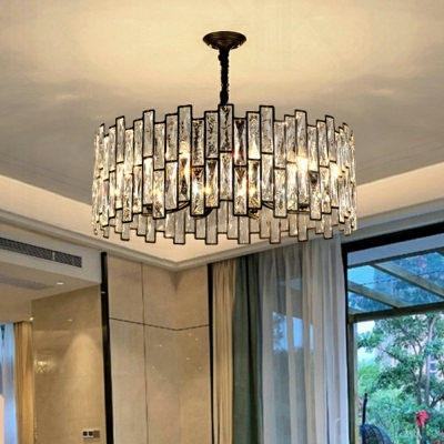 Clear Crystal Ceiling Chandelier Fixture Modern Black Crystal Prism Pendant Lamp