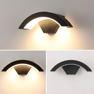 Contemporary Arc Sconce Led Wall Light Black Aluminum Decorative Wall Sconces for Bedroom Porch Pathway