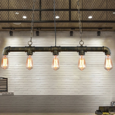 Industrial Island Fixture Metal Ceiling Mount with 5 Light 34.5 Inchs Length Island Light for Restaurant