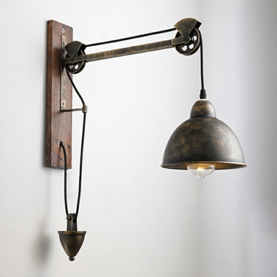 Industrial Swing Arm Dome Wall Light 7.5 inch Wide Adjustable Single Light Metal Sconces