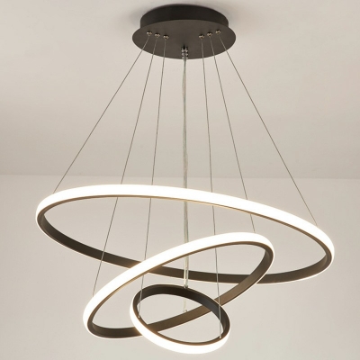 LED Wrought Iron Three Circle Dining Chandelier Pendant Lighting for Kitchen
