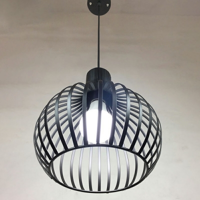 Loft Style Gourd Shaped Pendant Lights Metal Caged 1 Bulb LED Ceiling Pendant for Foyer Porch